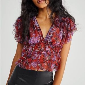 Free People floral top size XS